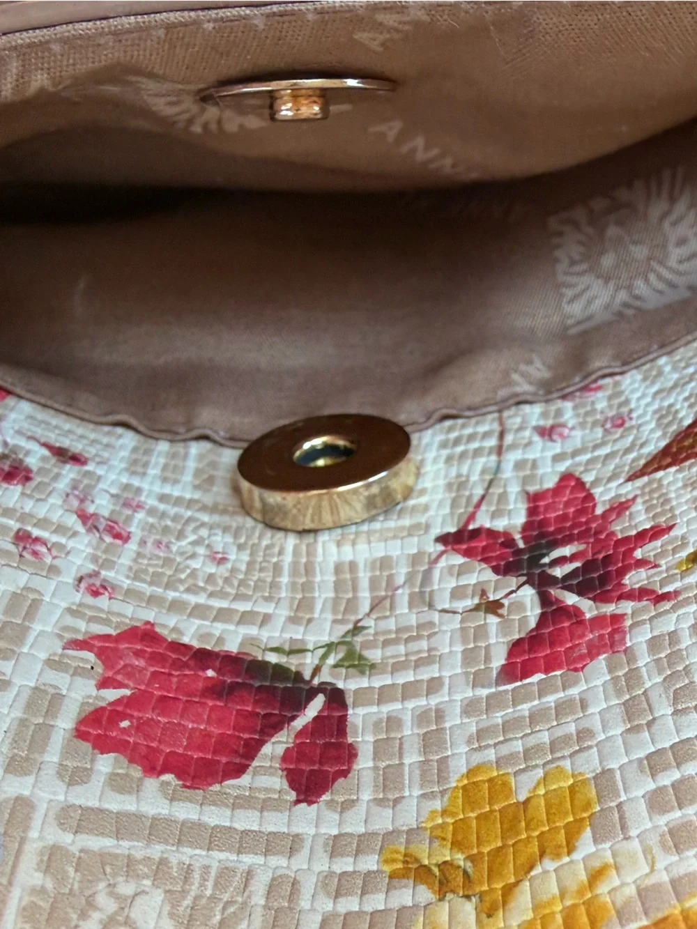 Anne Klein White Floral Top-Handle Satchel Bag JUST THE BAG